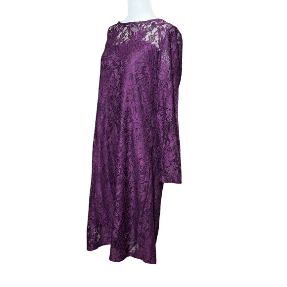 Jessica London 16W Womens Mother Of The Bride Groom Purple Lace Dress Elegant - Picture 4 of 8